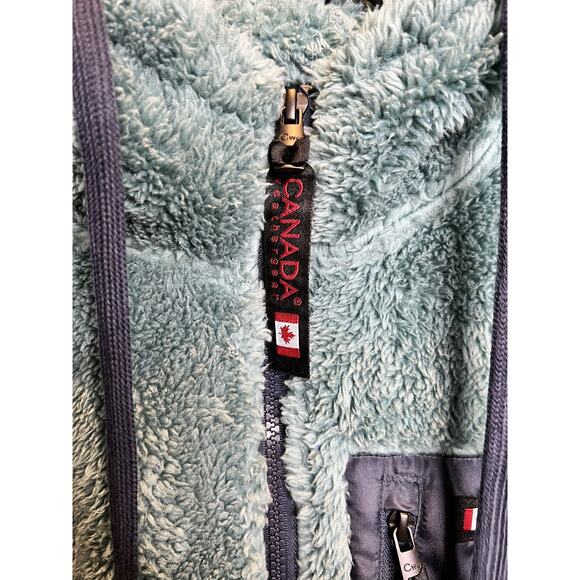 Canada Weather Heat Women’s Teal Deep Pile Fleece Hoodie Size Medium - Picture 3 of 6
